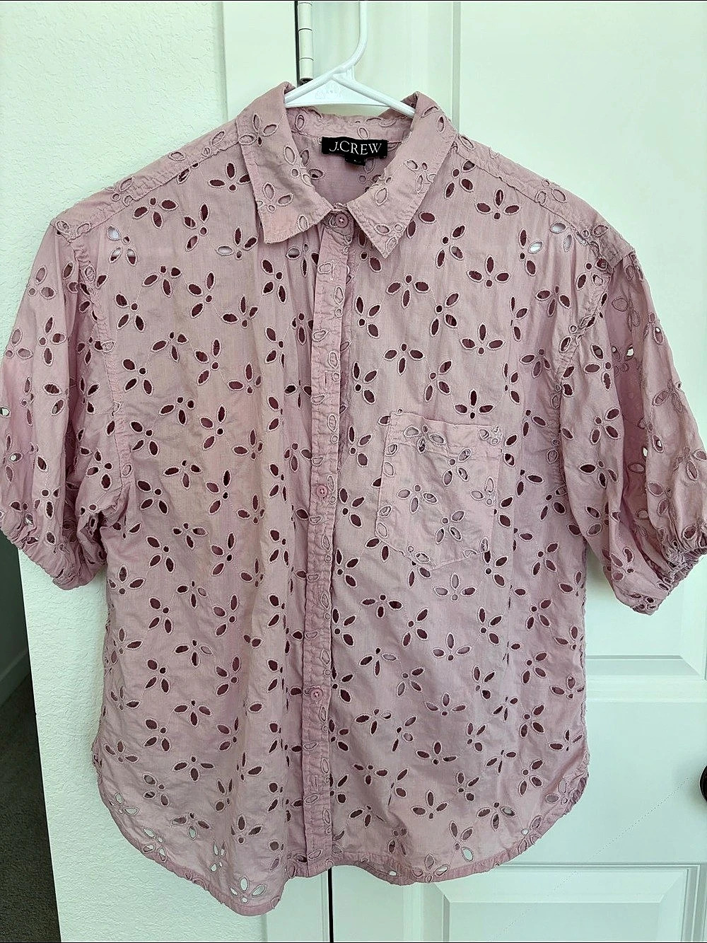 J.CREW Gamine button-up shirt in eyelet Shirt, Pink, Small